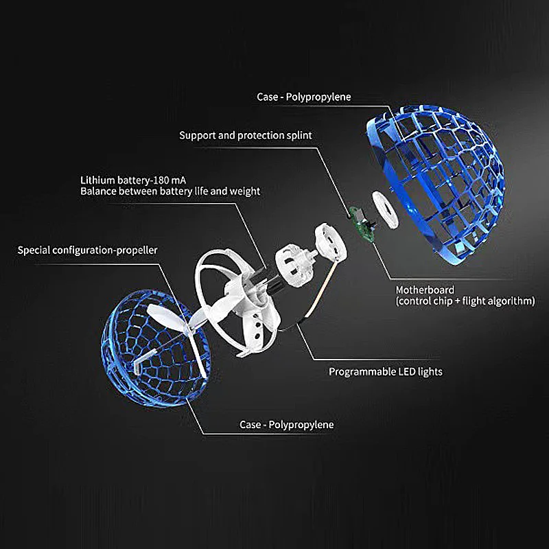 

Flynova Pro Flying Ball Mini Flying Top Spinner UFO RGB Light Airplane Hand Sensor Remote Control Drone Adult Children Toy Gift