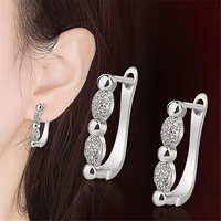 silver plated fashion zircon splicing earrings korean anti allergy womens earrings lovers jewelry wedding party earrings