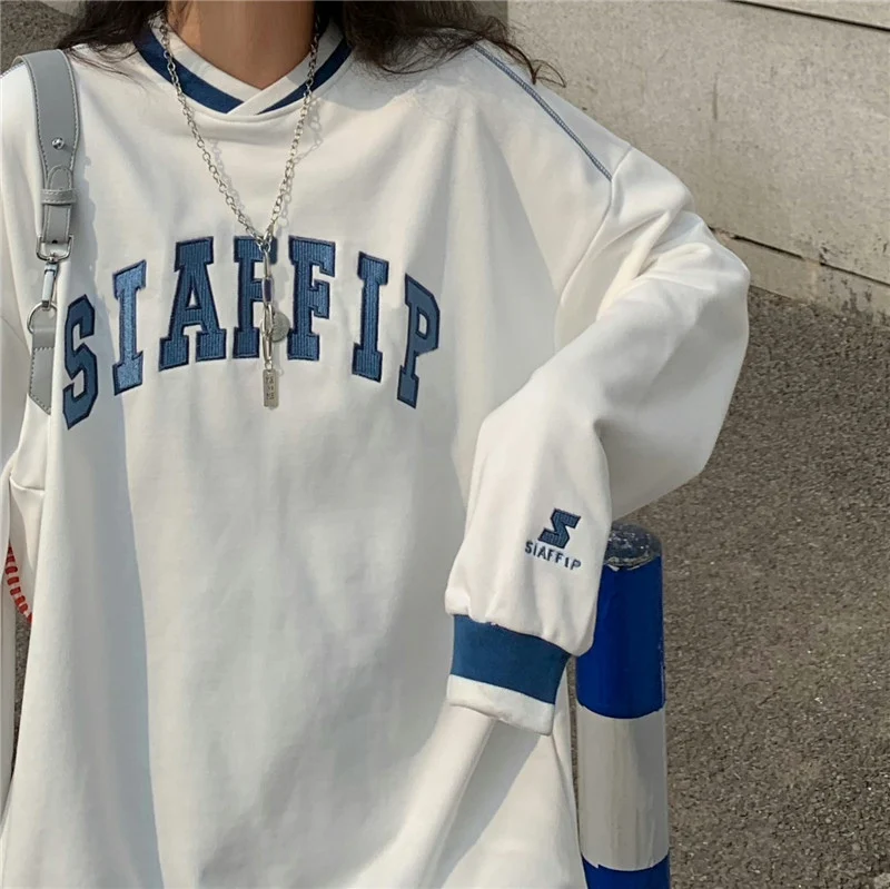 

Модные толстовки, повседневные женские свитшоты с длинным рукавом и надписью, зимний Повседневный тонкий Женский свитшот, свободные пулове...