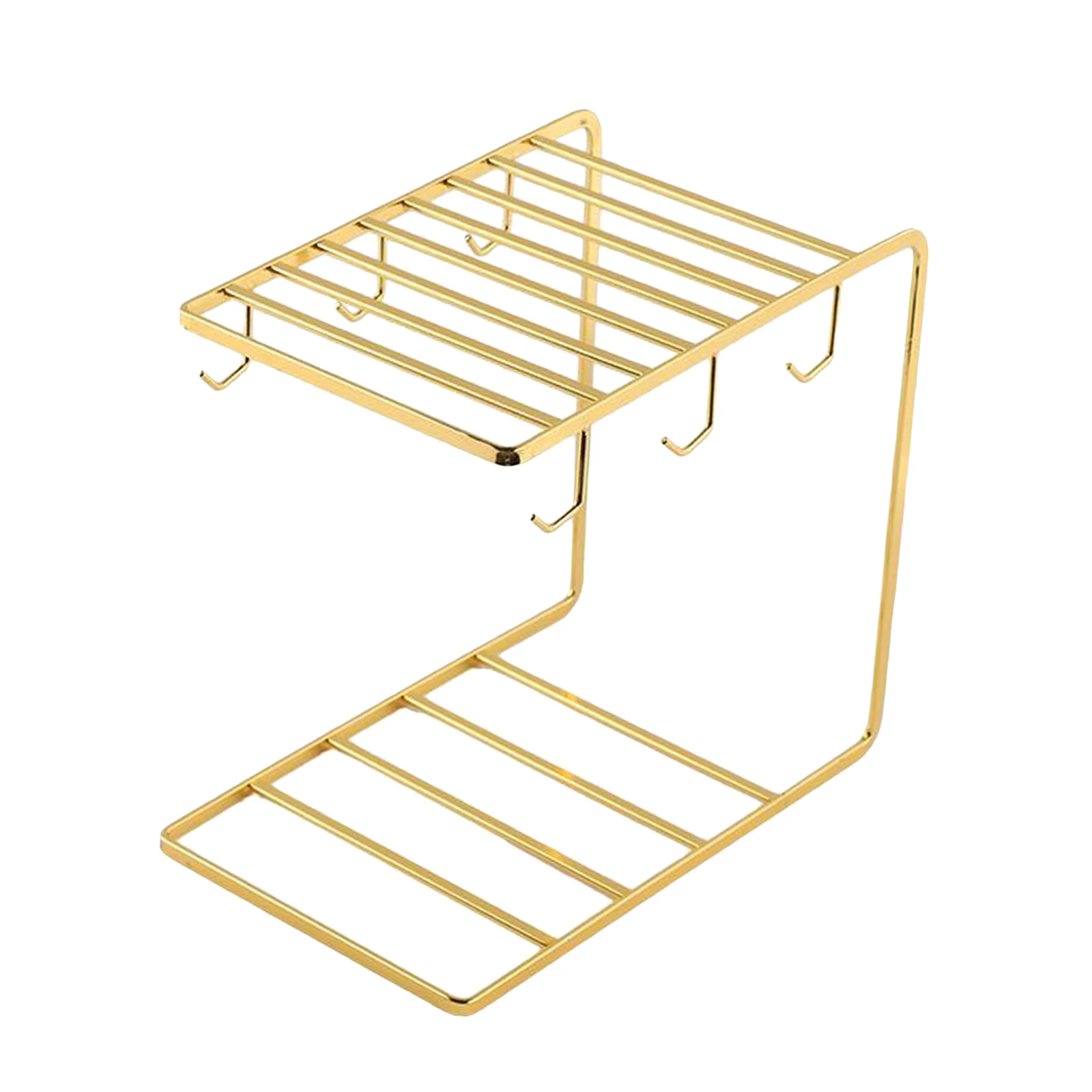 

Modern 6 Hooks Metal Coffee Mug Cup Holder Rack Cup Storage Rack, Golden,