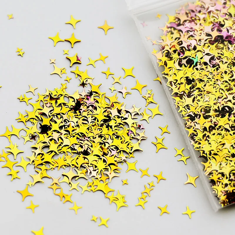 

Nail Art Chameleon Star Glitter Four-Pointed Star Shape Nail Glitter 10G Chunky Holographic Glitter/Laser Nail Sequins Decor $%