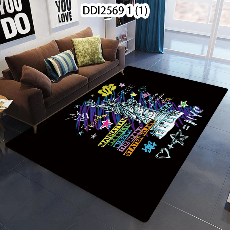 

1 Pcs Landscape Pattern Non-Slip Statue Of Liberty Printed Carpet Door Mat Kitchen Living Room Floor Mat Carpet Mat For Hallway