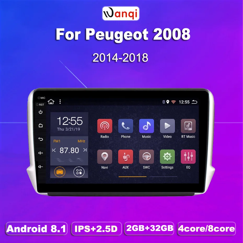 2G ram 32G rom 10 1 дюймов Android 8 Автомобильный gps Мультимедиа для peugeot 2008 208 серии 2014-2018