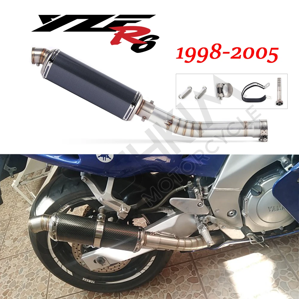 

Выхлопной глушитель R6 R6 из нержавеющей стали для мотоцикла, среднее соединение, выхлопная труба без шнуровки для yamaha YZF-R6 R6 R600 от 1998 до 2005