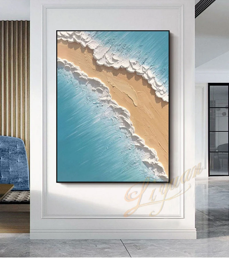 Новая абстрактная картина маслом морской пейзаж искусство на холсте ручная