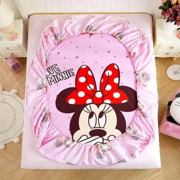 minnie mouse Чехол-матрас с милым розовым рисунком Минни Маус для кровати 1,2 м 1,5 м 1,8 м кровать для детей простыня украшение для спальни девочки - Цвет: minnie mouse