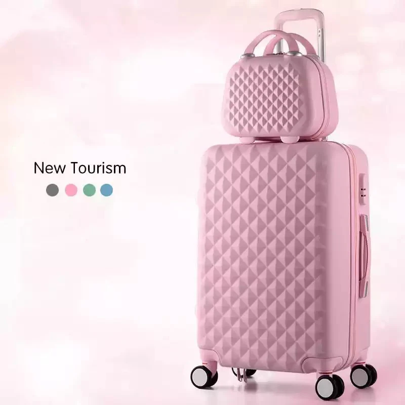 Korean version diamond trolley suitcase on wheels ABS women men travel suitcase fashion popular luggage set cosmetic case