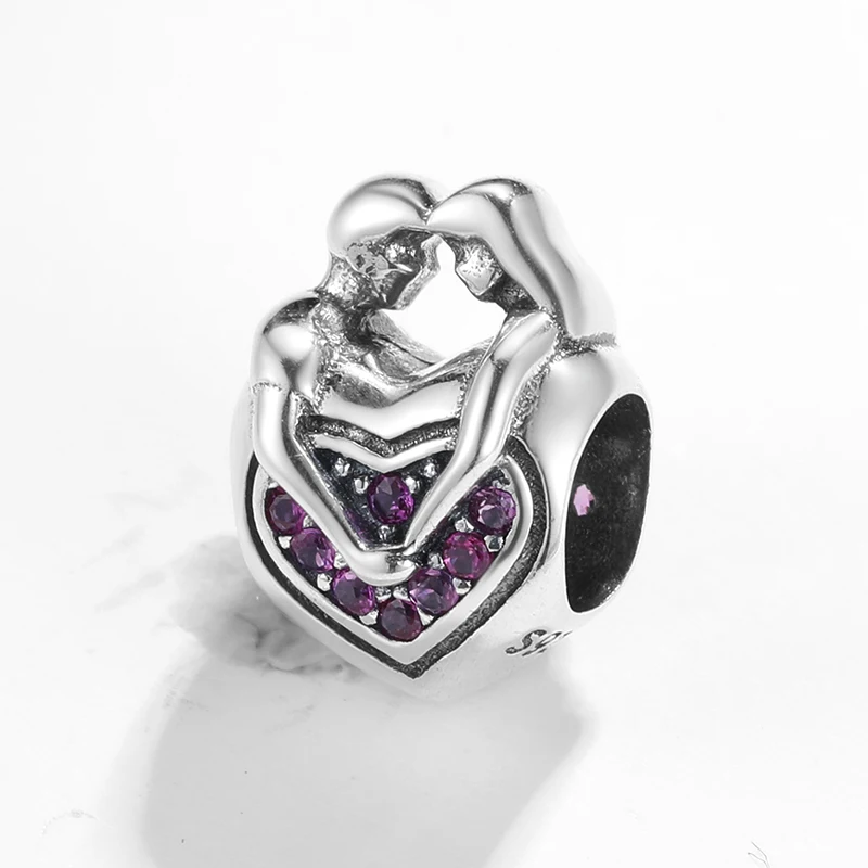 Бусины из серебра 100% пробы с розовым фианитом | Украшения и аксессуары