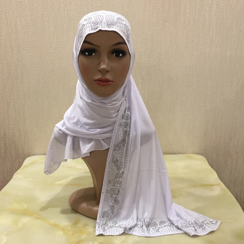 12 Цветов одна петля Щепка Стразы полиэстер Hijab шарф Мусульманский Исламский головной Обёрточная Бумага Обложка Одноцветный шарф - Цвет: Color11