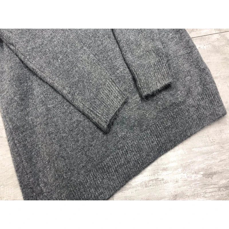 

Embroidered Loose Sweater Woman Round Neck Long Sleeve Casual Knit Wool Mix Pullover Autumn Winter 2020