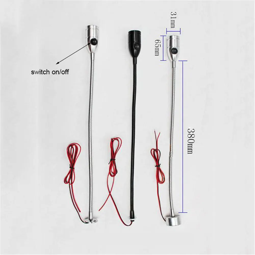 

LED Workshop Working Lamp CNC Machine Tool L40cm LED Light Flexible Gooseneck Silver/Black Magnetic Industrial Lamp 3W DC12V 24V