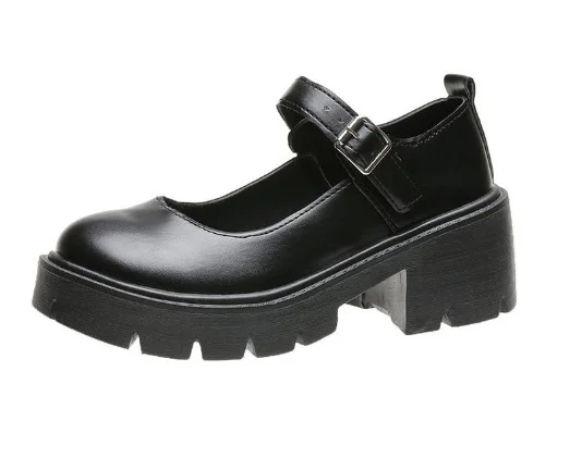 

2021NEW 2021 Patent Leather Shoes Spring Autumn Mary Jane Shoes Women's Buckle Strap High Heels Retro Platform Lolita Shoes