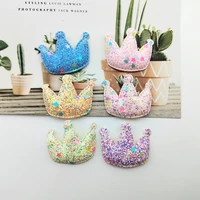 30pcslot 34cm glitter shiny star crown padded appliques for diy baby hair clip headwear crafts decor ornament accessories