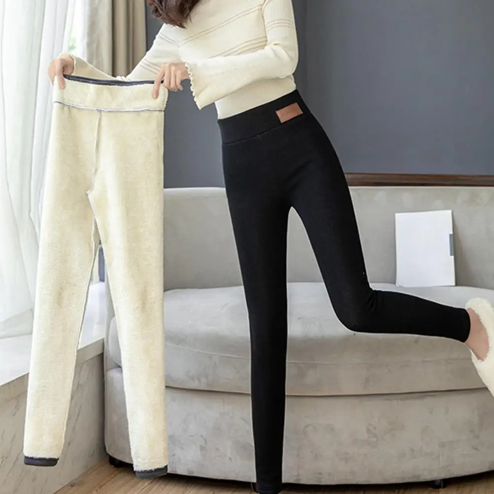 Шерстяные флисовые брюки зимние колготки толстые бархатные черные теплые