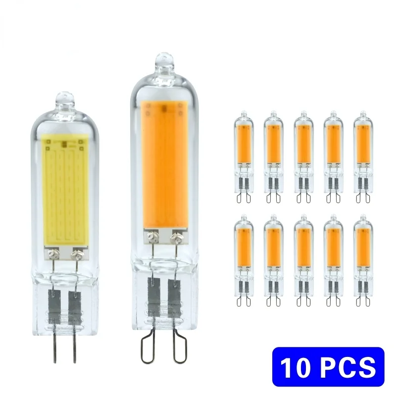 

10PCS LED G4 G9 Light Bulb 3W 6W 220V COB Glass LED Lamp Replace 40W 60W Halogen Bulb for Fixture Chandelier Lighting