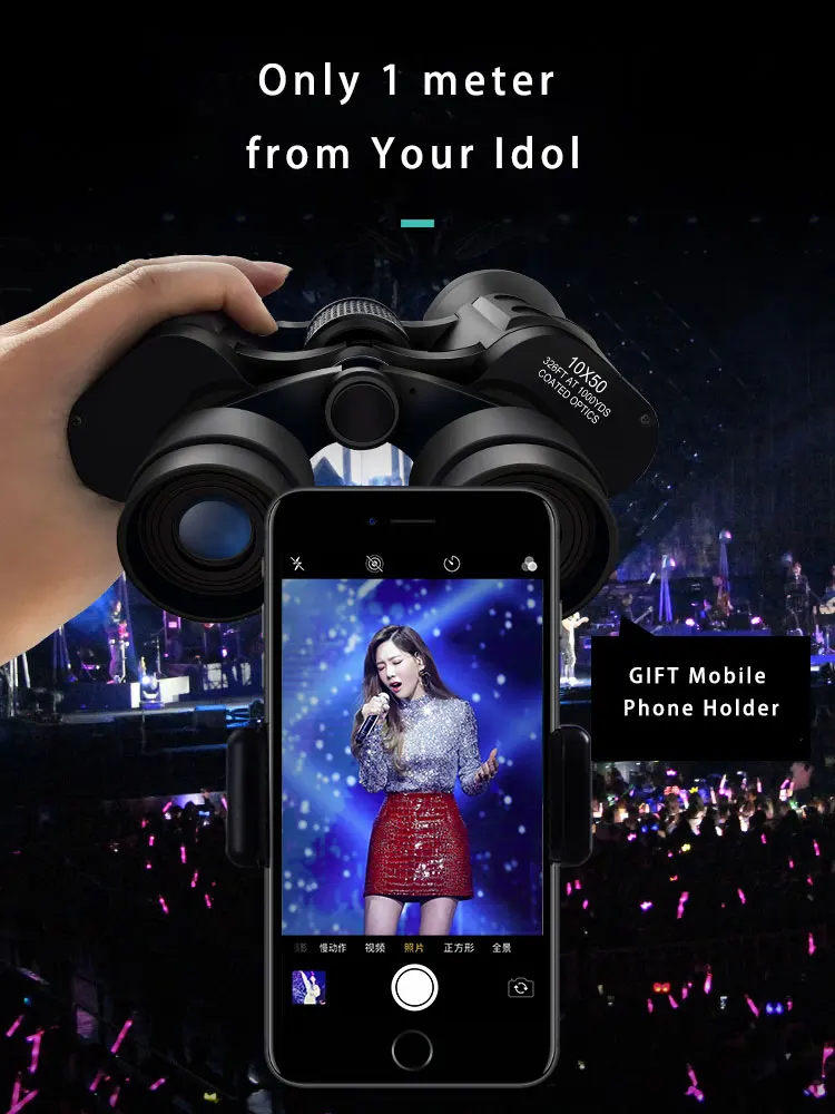 HD мощный бинокли с большим увеличением 20x50 большой дальности телескоп 50000 м