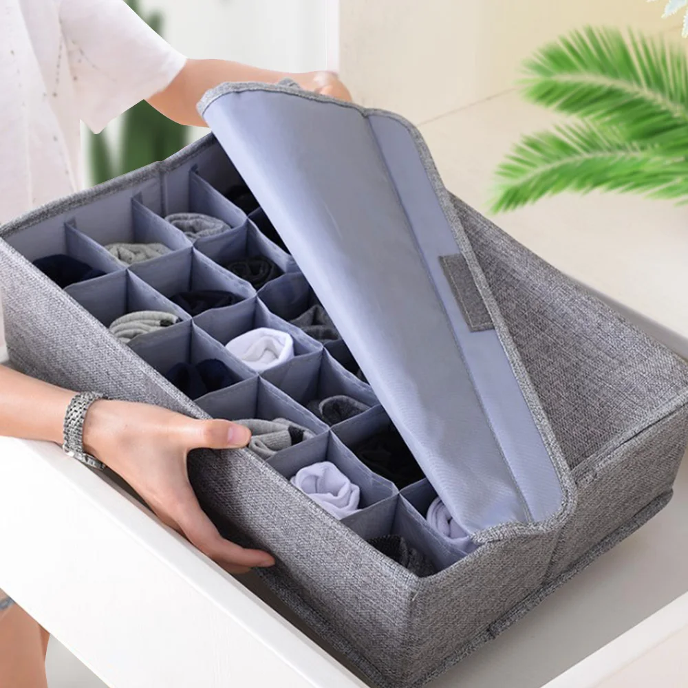 

1 PC 30 Grids Cotton Underwear Panties Storage Box Organizer Moistureproof Square Drawer Container Home Supplies Storage Box