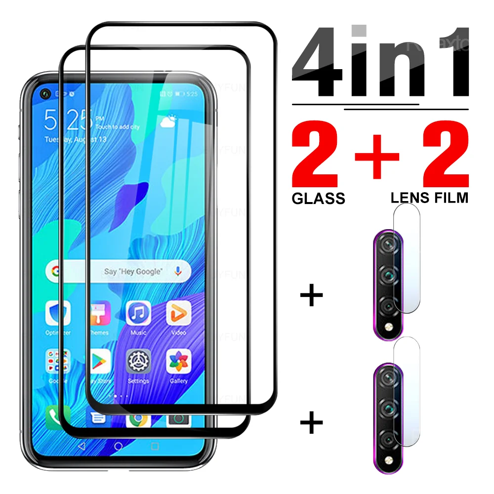 

4-IN-1 2Pcs Front + 2Pcs Lens Tempered Glass For Huawei Nova 5T 5Z 6SE 7SE 7i 4E 3E 3i Screen Protector Safety Protective Film