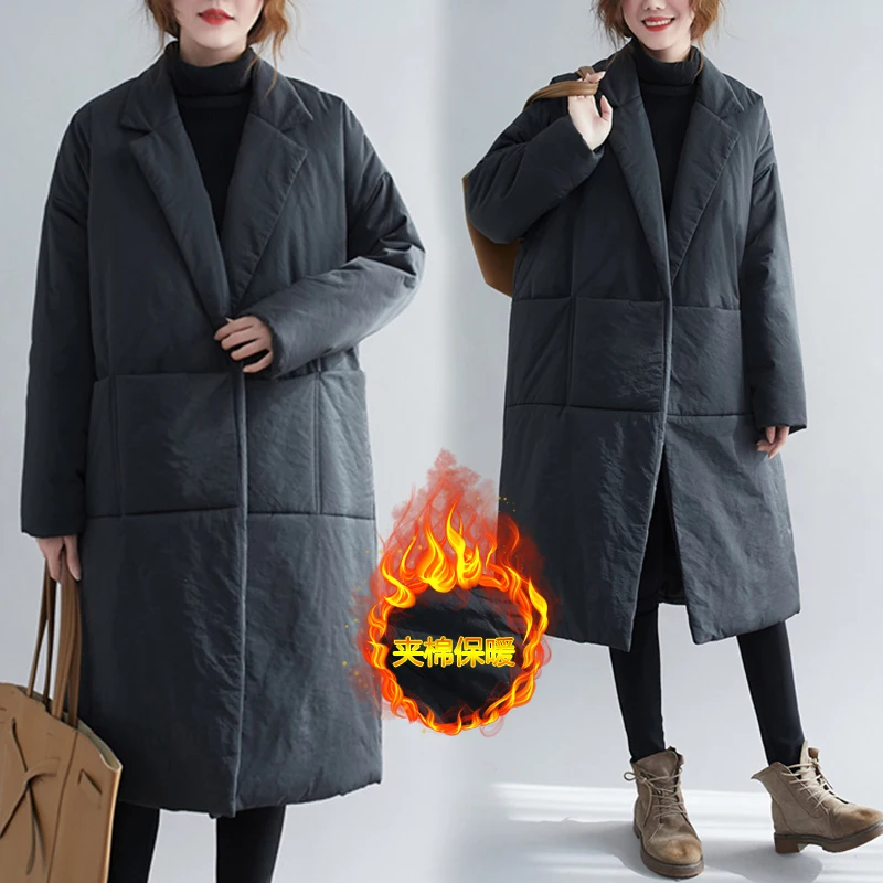 

Femmes Winter Long Jacket Coat Women Black Blazer Oversize Outerwear 2020 New Overcoat Big Pocket Clothing Female Windbreaker