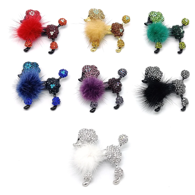 PD BROOCH Fashion Plush Dog Poodle Brooch High-end Banquet Party Clothing Accessories Wholesale Beautiful Jewelry Gift Dog Pin