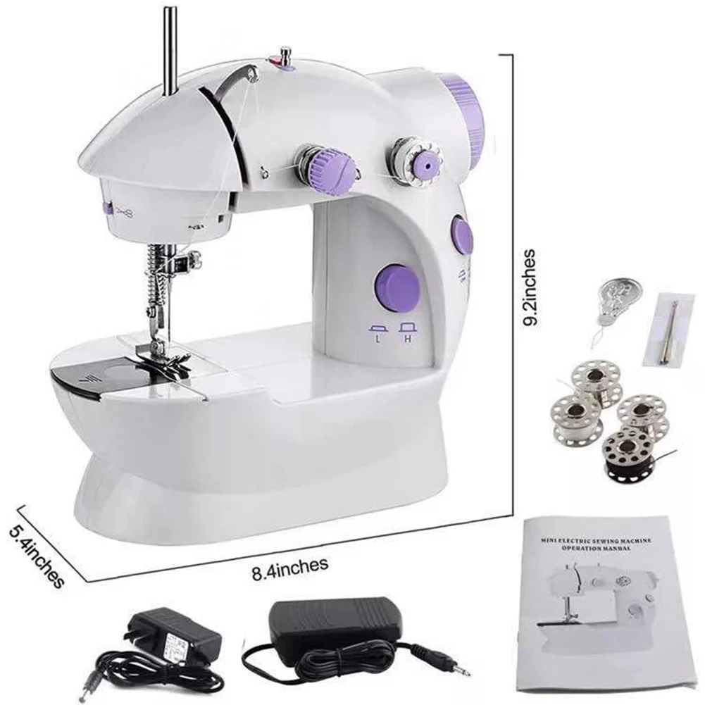 Mini Electric Handheld Sewing Machine Dual Speed Adjustment with Light Foot AC100-240V Double Threads Pendal Apr3 | Дом и сад