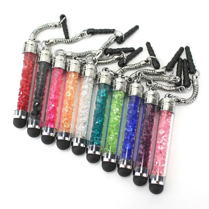 Новинка 500 шт./лот модный стилус со стразами для фото + 3 5 мм Пылезащитная заглушка