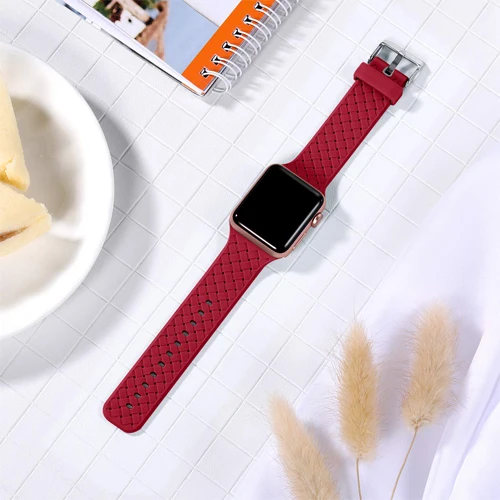 Силиконовый ремешок для apple watch 5 ремешок 44 мм 40 мм iwatch ремешок 42 мм 38 мм тканый узор ремешок для часов apple watch браслет 4 3 2 1 - Цвет ремешка: B-1