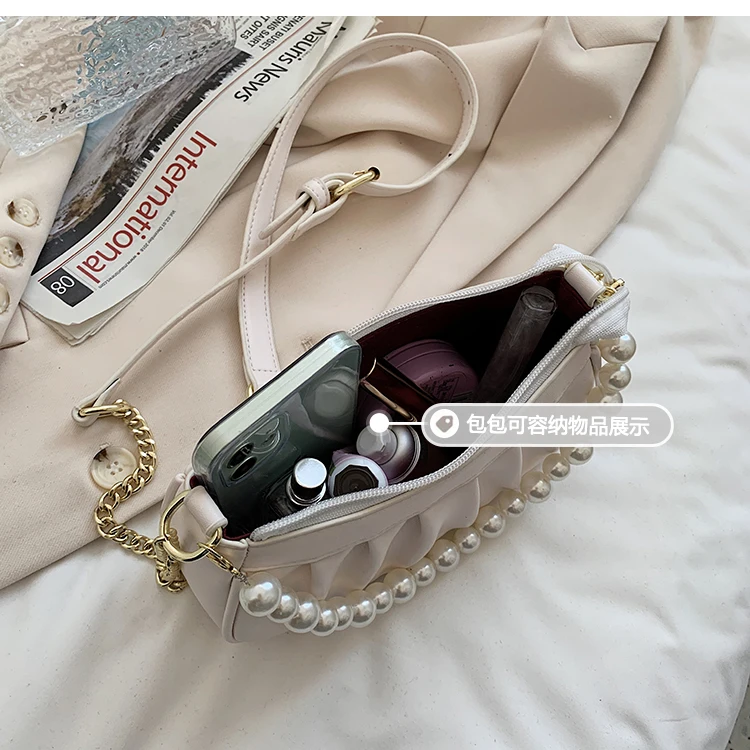 

Niche Design Popular Bag Female Wild 2021 New Fashion Chain Messenger Bag Pearl Handbag Square Bag Shoulder Bag