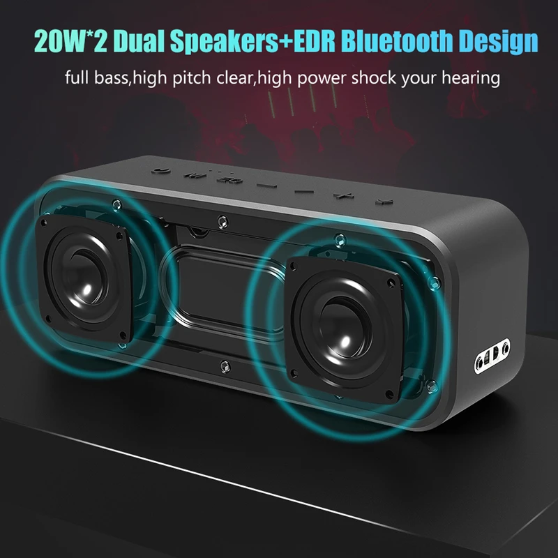 Портативный Bluetooth Динамик BT5.0 IPX7 Водонепроницаемый сабвуфер супер бас туры