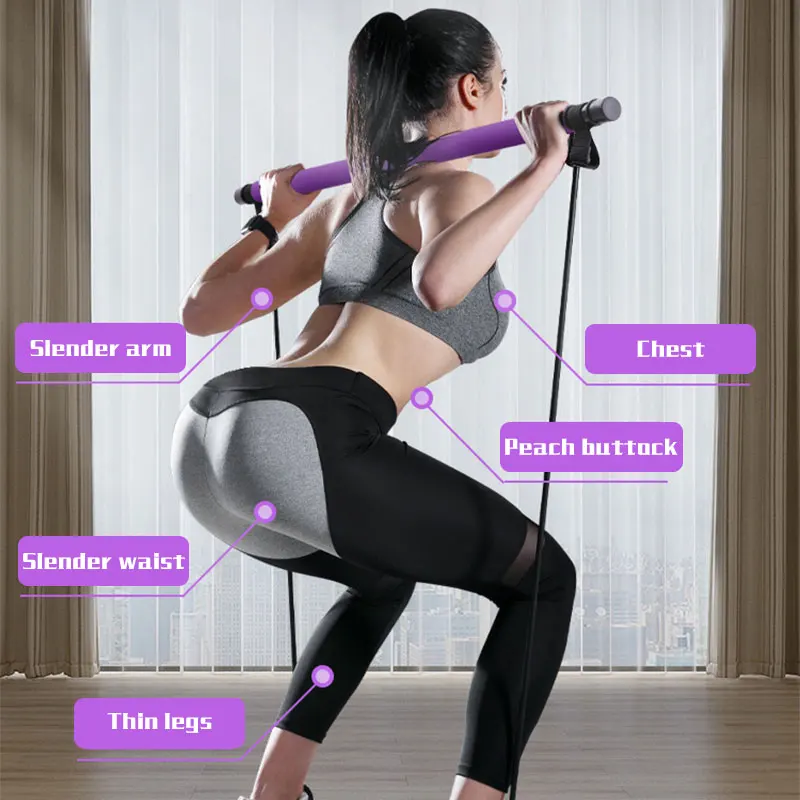 Йога сопротивление резинки Пилатес бар Спортивная трость тренировки мульти