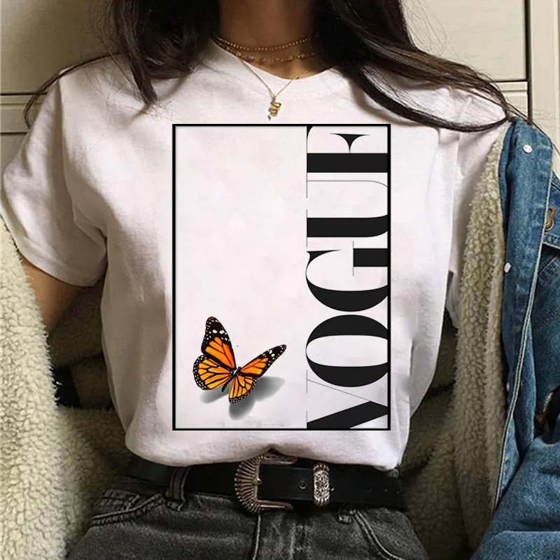 

Summer T-shirt Women T shirt Vogue Butterfly Cartoon Graphic Fashion T Shirts short Sleeve Top Tees Korean Tshirt Tee Drop ship