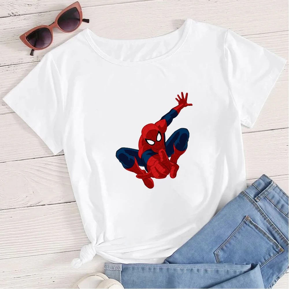 

Disney Gothic Top Oversize T Shirt Women Peter Parker Girls Can Do Anything Spider Man Short Sleeve Fashion European 90S Vogue