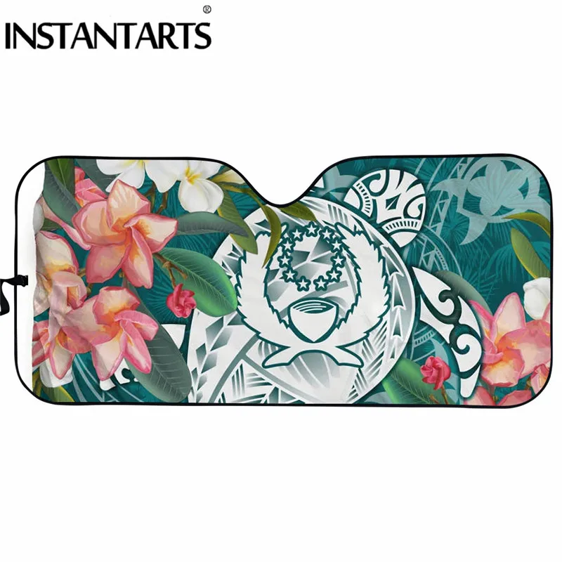 

INSTANTARTS Fashion Pohnpei Polynesian Turtle with Plumeria Pattern Auto Shade for Windshield Foldable Car Interior Protection