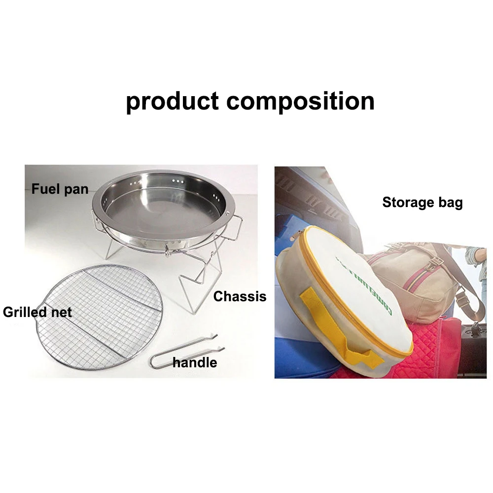 

Outdoor Round Barbecue Grill Stainless Steel Non-stick Pan Foldable Convenient Grill Mini Portable Barbecue Grill Camping Tool