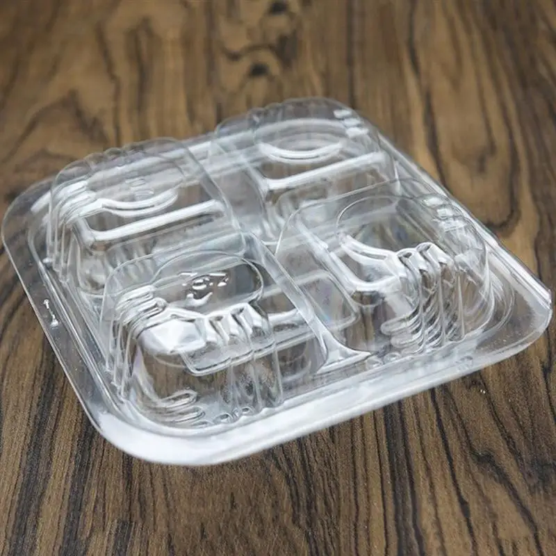 100 шт одноразовые прозрачные пластиковые коробки откидная крышка четыре сетки