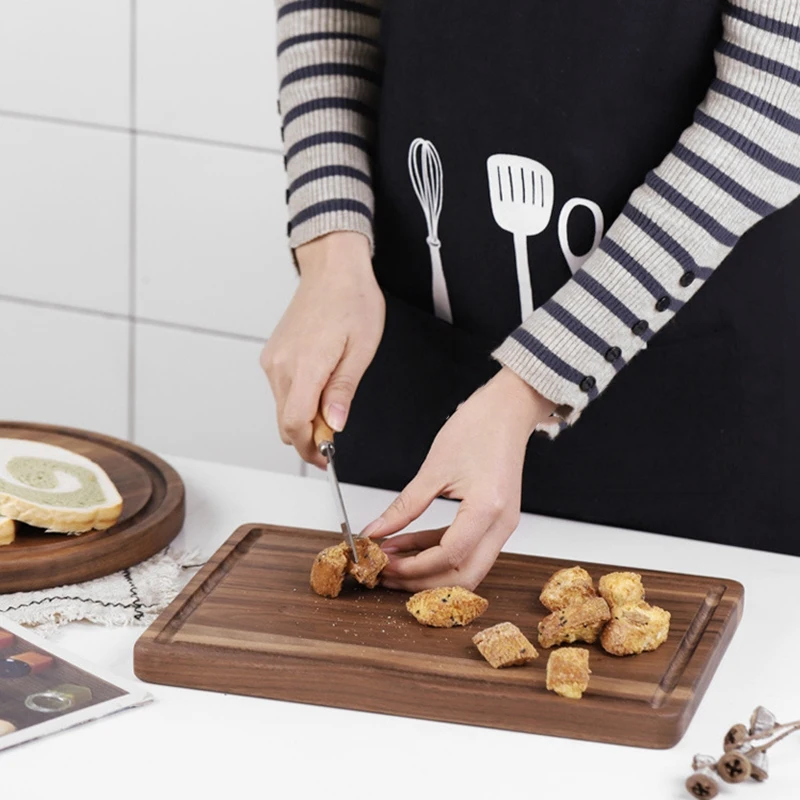 

Black Walnut Chopping Board Steak Board Solid Wood Steak Tray Preservative Kitchen Cutting Board Slotted Steak Plate Bread Dish