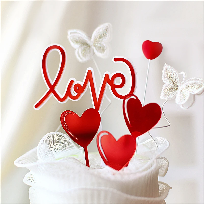 Топпер для торта в виде сердца бабочки любят вас украшения Дня Святого Валентина