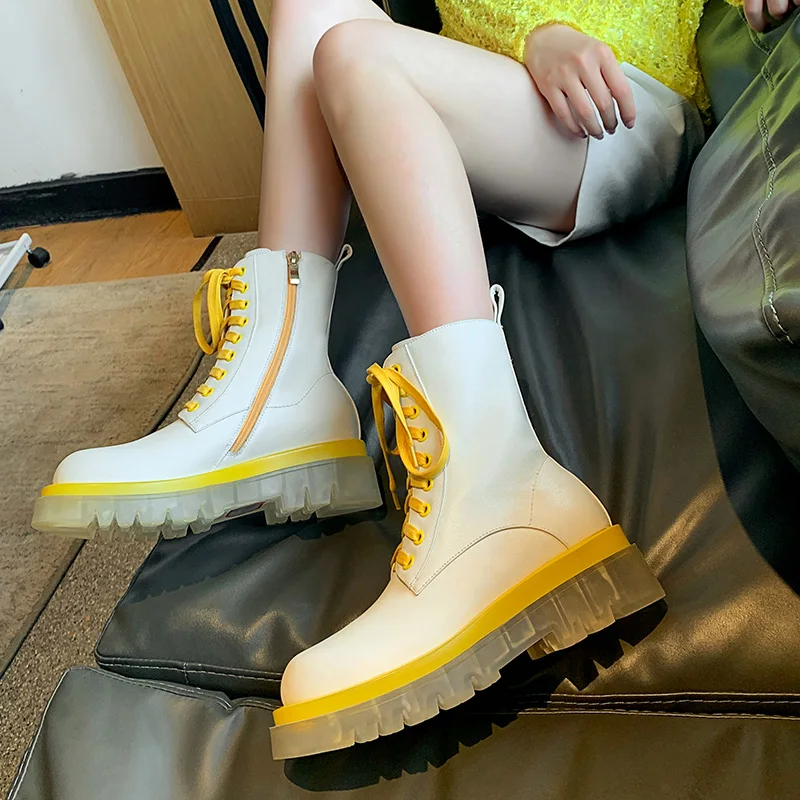 Женские ботинки-мартинсы Mordoan из натуральной коровьей кожи на толстой подошве