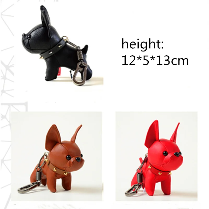 PU leather Animal French Bulldog Car key ring Pendant Handicraft Doll toys Ornament Decoration Creative souvenir birthday gift | Игрушки и