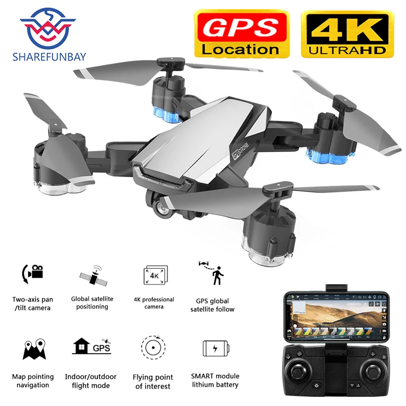 Дрон SHAREFUNBAY gps 5G Wi Fi широкоугольная камера 4K HD FPV Квадрокоптер X Pro поддерживает мой