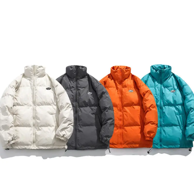 Simple Solid Color Stand-up Collar Plus Velvet Thick Cotton Coat for Men and Women Loose and Versatile Winter Warm Cotton Coat