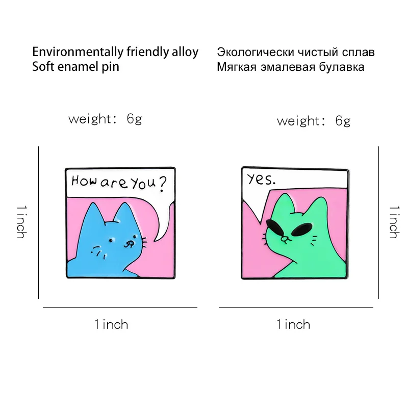 

1PC Cat Enamel Pin Custom Funny Cats Greetings Not Listening Brooches Bag Lapel Pin Cartoon Animal Badge Jewelry Gift Friends