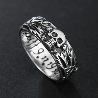 vintage mens punk skull ring fashion personality stainless steel carved couple jewelry accessories boyfriend gift wholesale