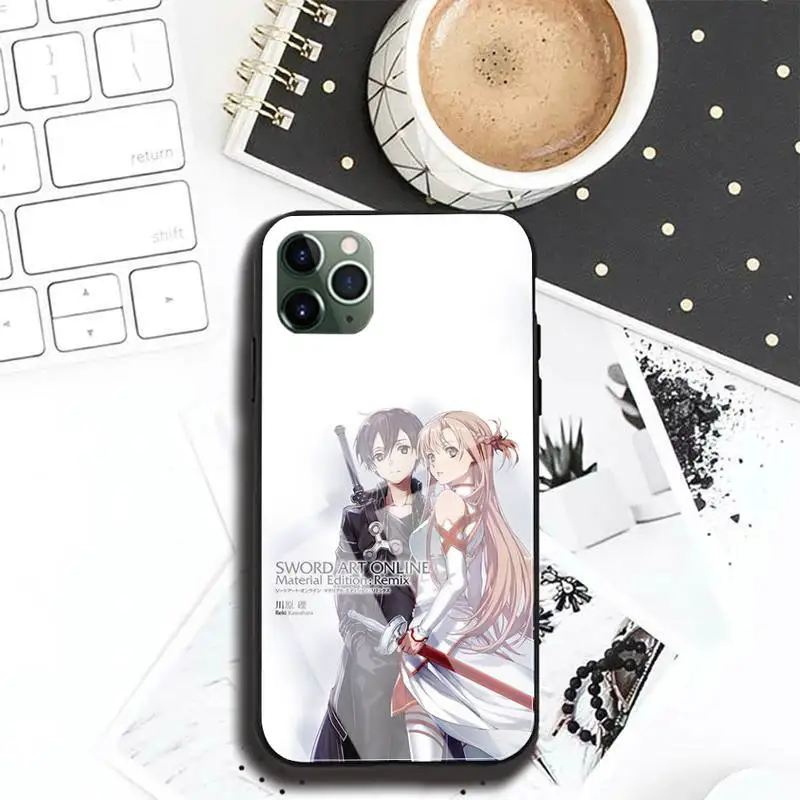 

Sword Art Online Phone Case For Iphone 11 PRO MAX Shell Glass Fundas For Iphone 8 7 PLUS XR X XS 6S SE 2020 Back Cover