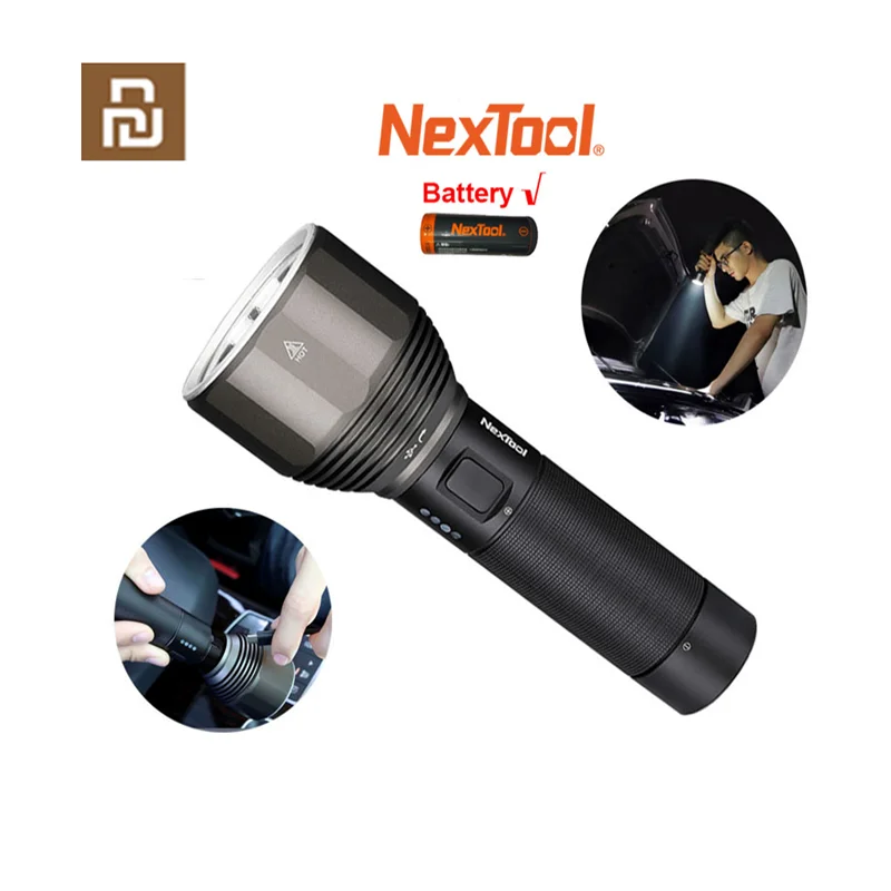 

NexTool Rechargeable Flashlight 2000lm 380m 5 Modes IPX7 Waterproof LED light Type-C Seaching Torch for Camping