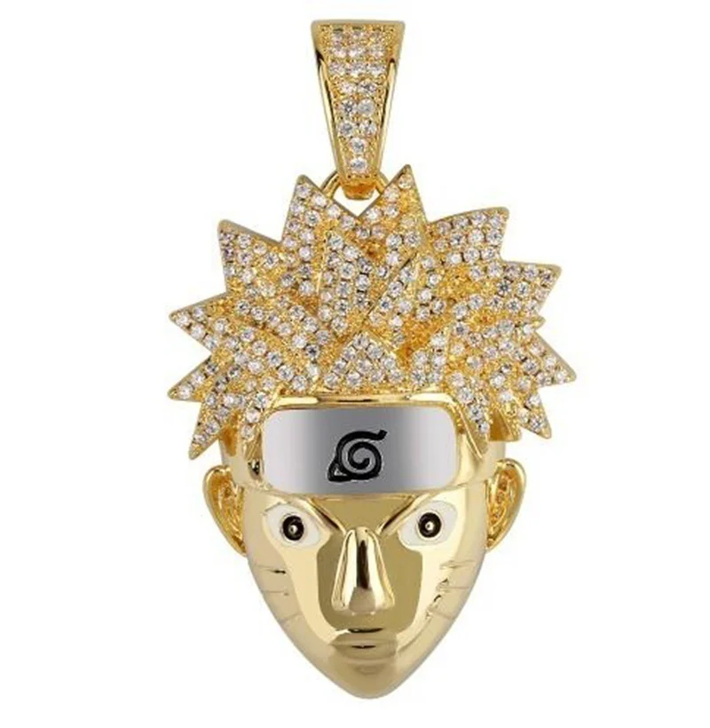Наруто Uzumaki индивидуальная Подвеска Ожерелье мужское ожерелье C Iced Out CZ цепи хип