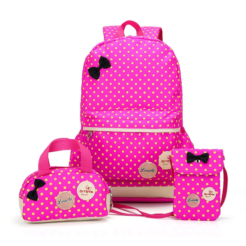 Girls children Printing Backpack School bags 3pcs set  Canvas school bags laptop bag kids travel Backpak schoolbags mochilas
