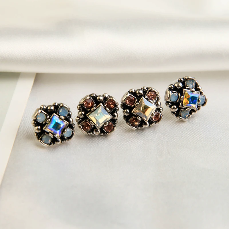 Длинные Короткие изысканные серьги гвоздики двойного типа с кристаллами в