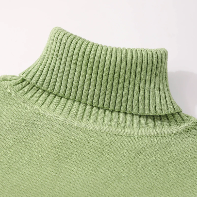 Женский свитер с высоким воротом GIGOGOU теплый вязаный пуловер длинным рукавом для