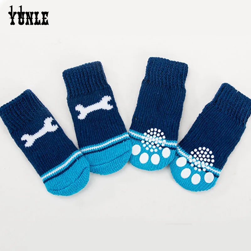 

4pcs Warm Puppy Dog Socks Soft Pet Knits Socks Cute Cartoon Anti Slip Socks Warm Puppy Dog Shoes Small Medium Dogs Pet Product